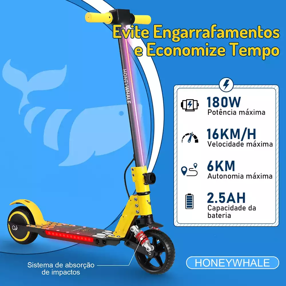 Melhor Patinete Elétrico Infantil: O TOP 5 para crianças de 6 a 10 anos (2025) 8 Patinete Elétrico Infantil - Honeywhale E10