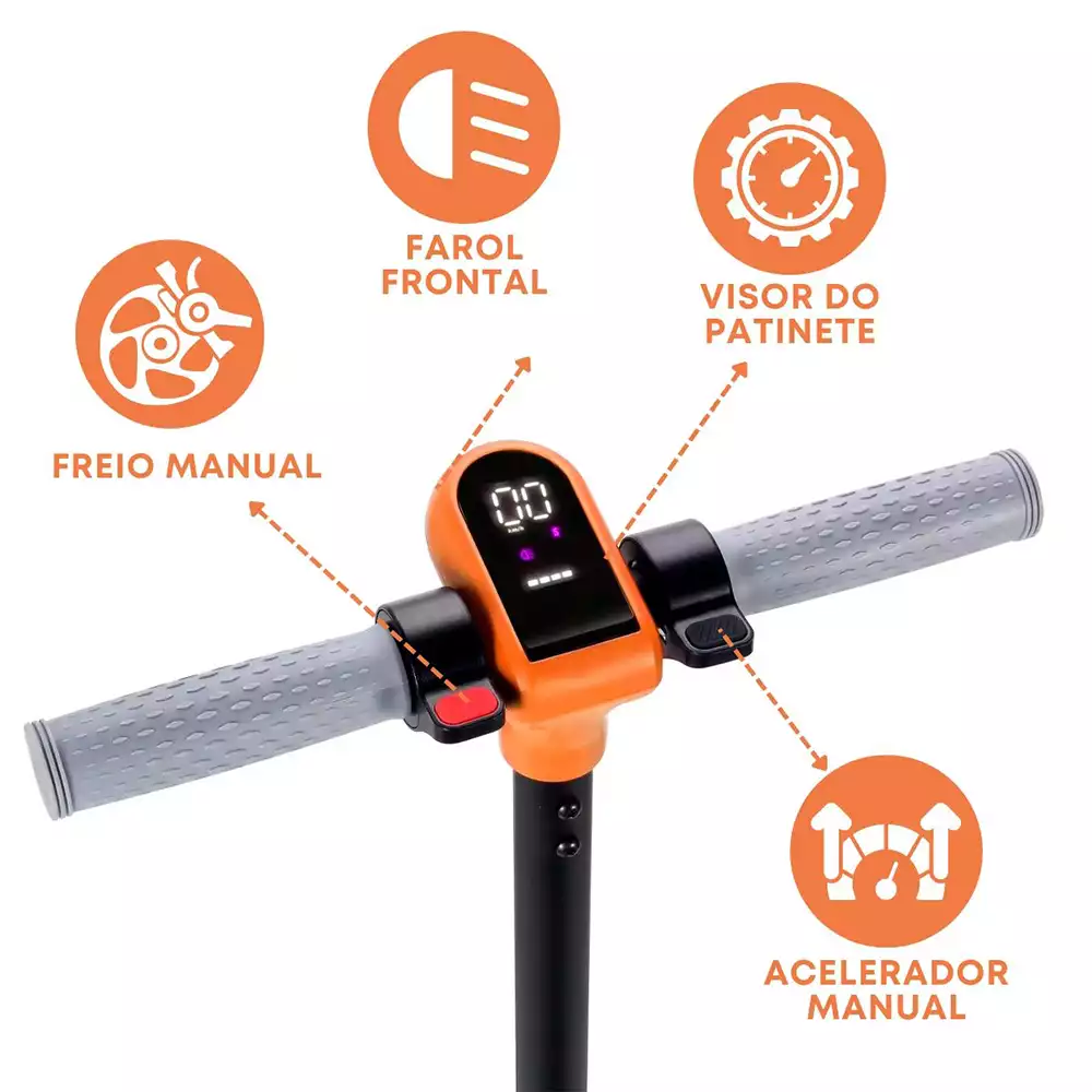 Detalhe técnico do Patinete elétrico Brinovar Led Kids