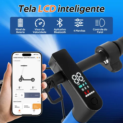 Detalhe técnico do Patinete elétrico Honeywhale M2 Pro