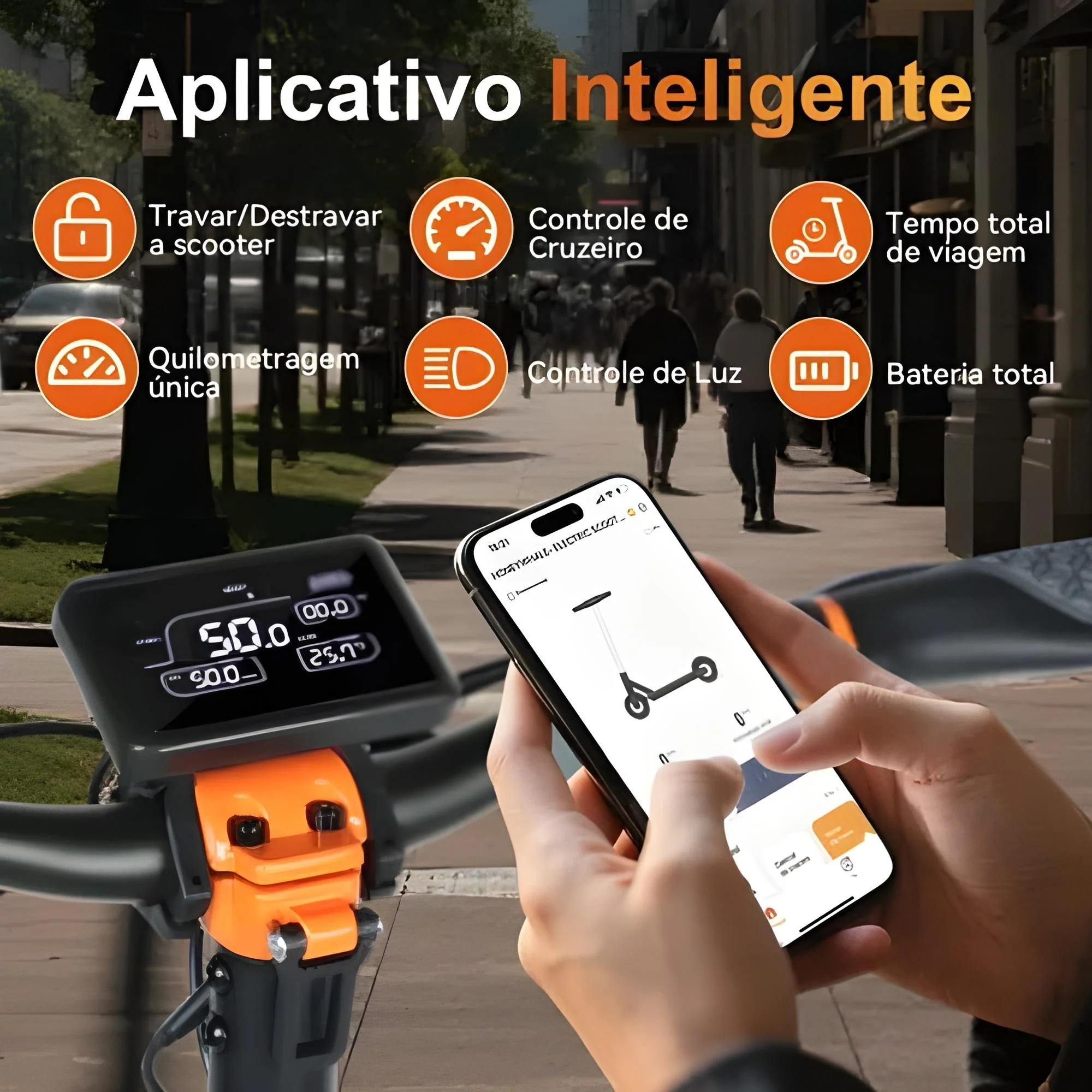 Detalhe técnico do Patinete elétrico Honeywhale T8a