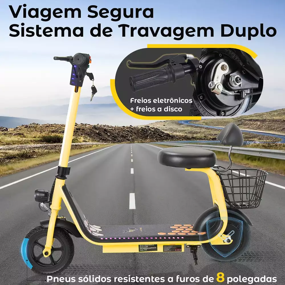 Detalhe técnico do Patinete elétrico Honeywhale Jl006