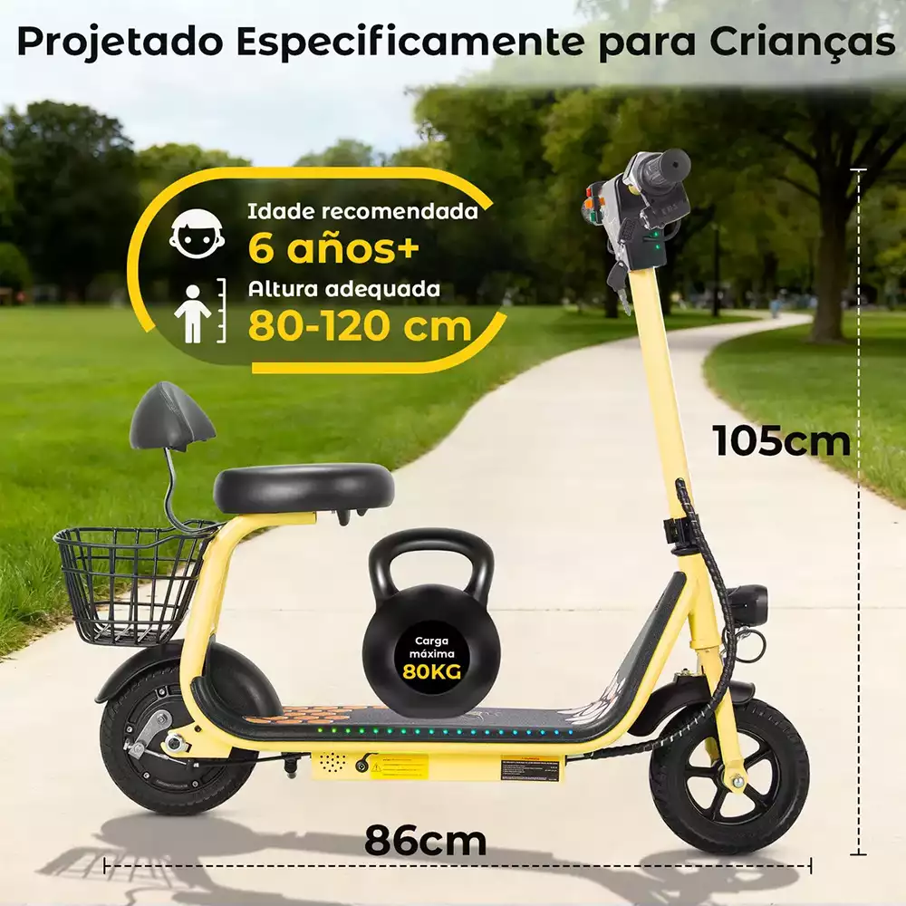 Detalhe técnico do Patinete elétrico Honeywhale Jl006