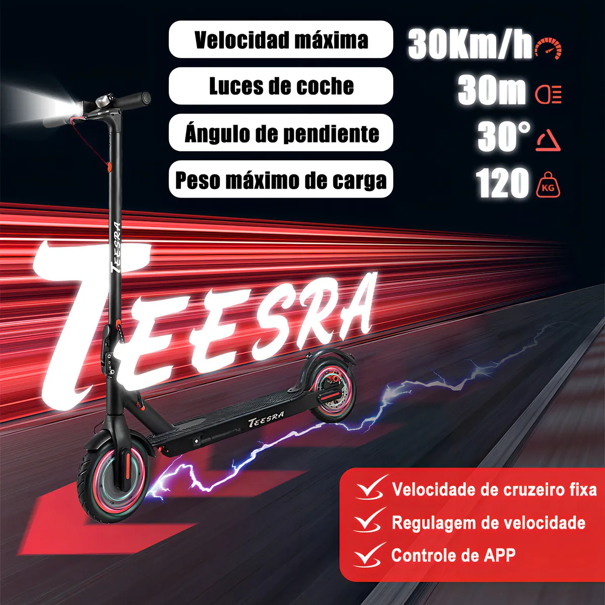 Patinete elétrico Teesra M3 Pro com autonomia de 25km e motor de 350W