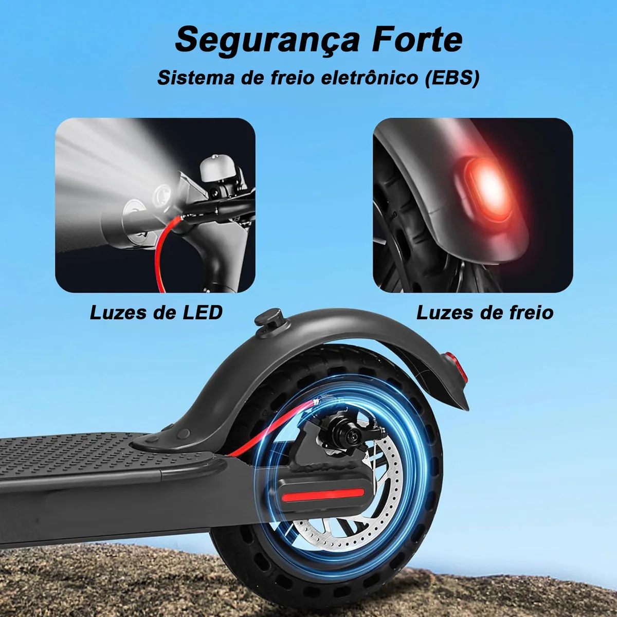 Detalhe técnico do Patinete elétrico BrisaBras D01