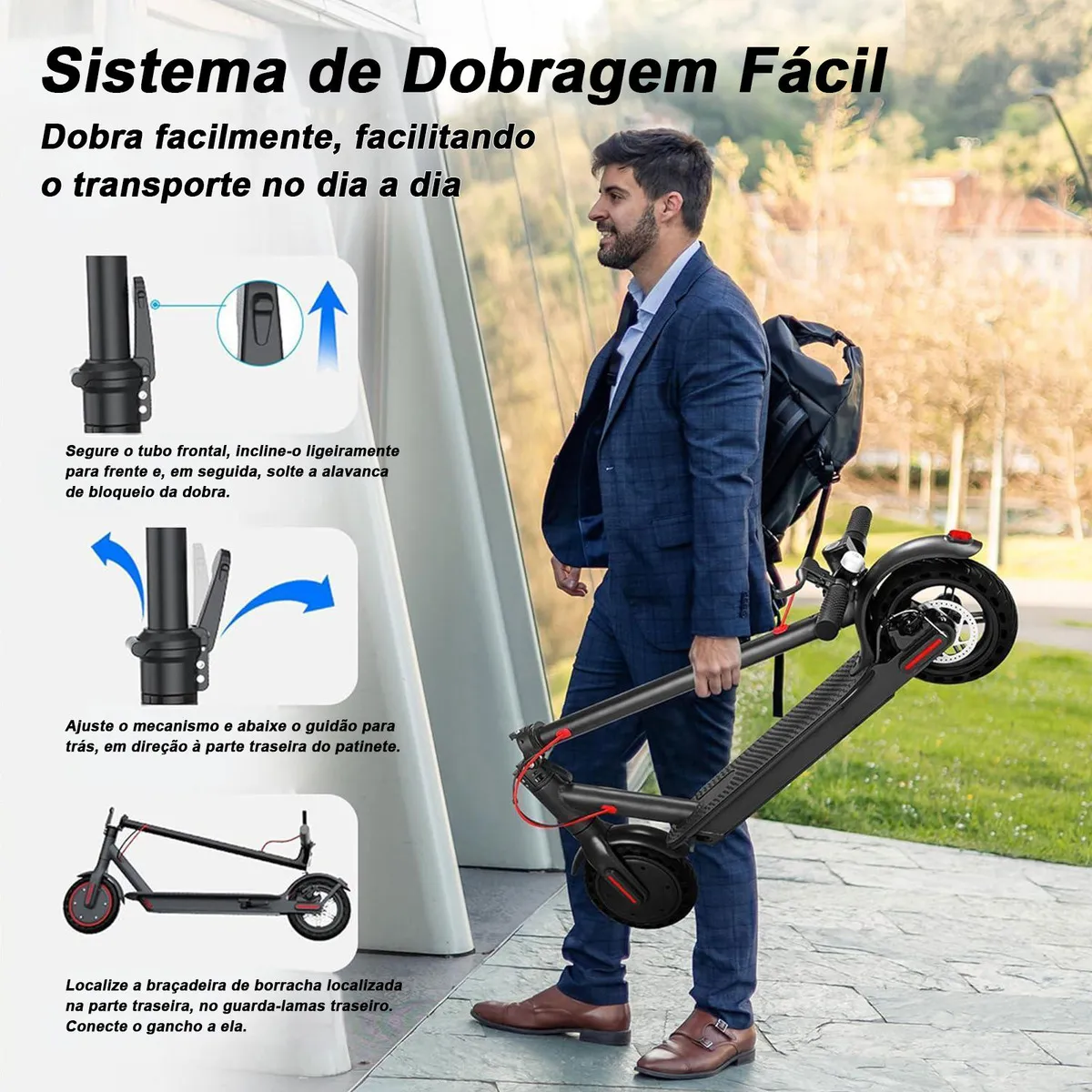 Detalhe técnico do Patinete elétrico BrisaBras D01