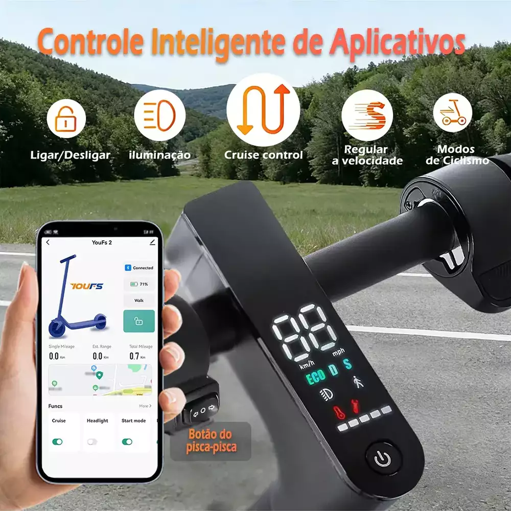 Detalhe técnico do Patinete elétrico Skymobile U6 Max