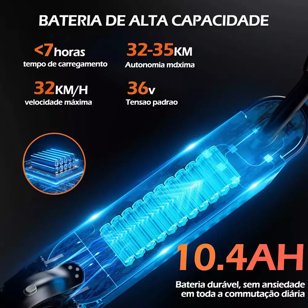 Detalhe técnico do Patinete elétrico Skymobile U6 Max