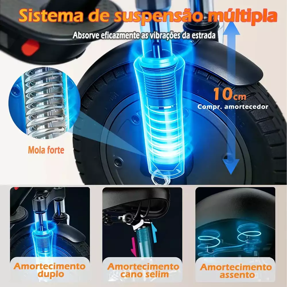 Detalhe técnico do Patinete elétrico Skymobile U6 Max