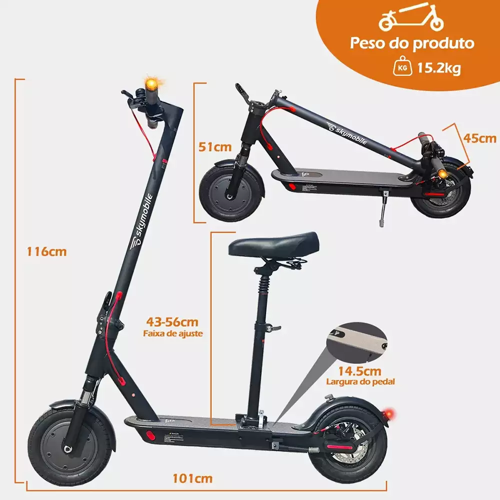 Patinete elétrico Skymobile U6 Max — design e acabamento