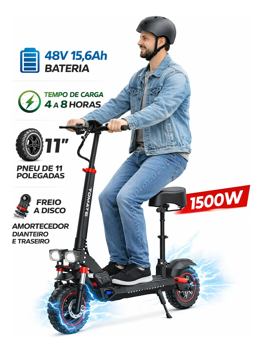 Detalhe técnico do Patinete elétrico TOMATE Mpe 56