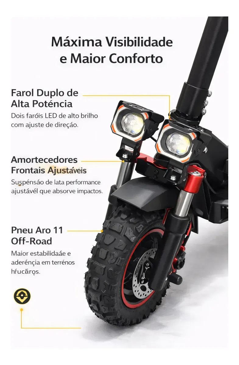 Detalhe técnico do Patinete elétrico TOMATE Mpe 56