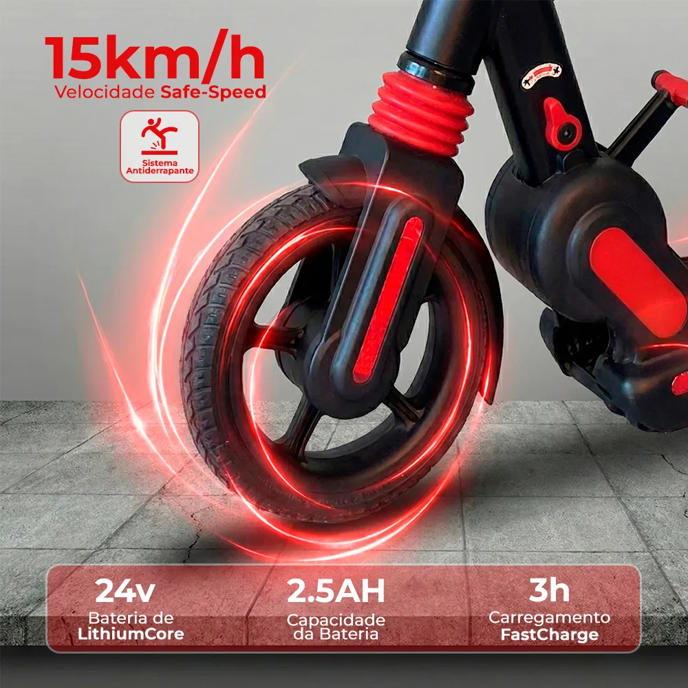 Detalhe técnico do Patinete elétrico Ultra Moove Mini Agile 150w