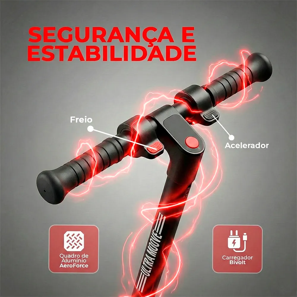 Detalhe técnico do Patinete elétrico Ultra Moove Mini Agile 150w