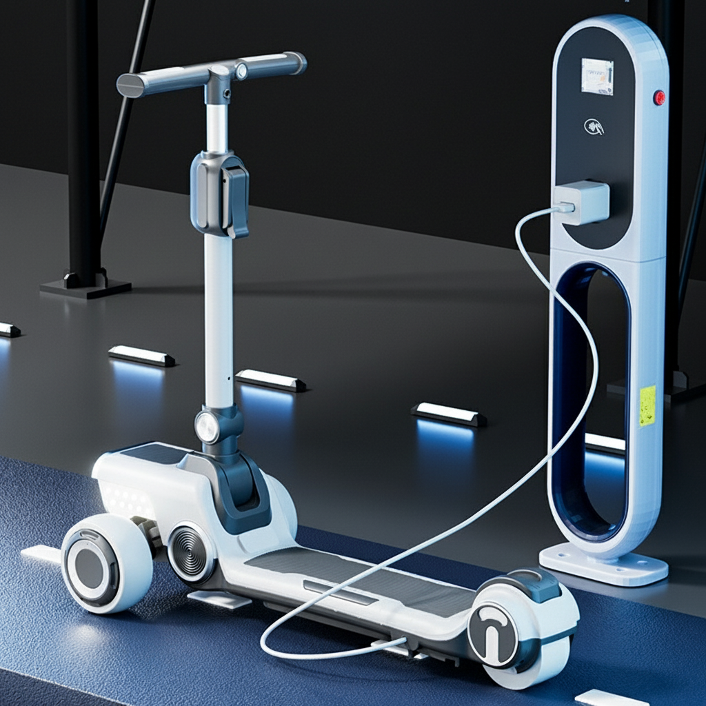 Detalhe técnico do Patinete elétrico Vobeka Wbk 618