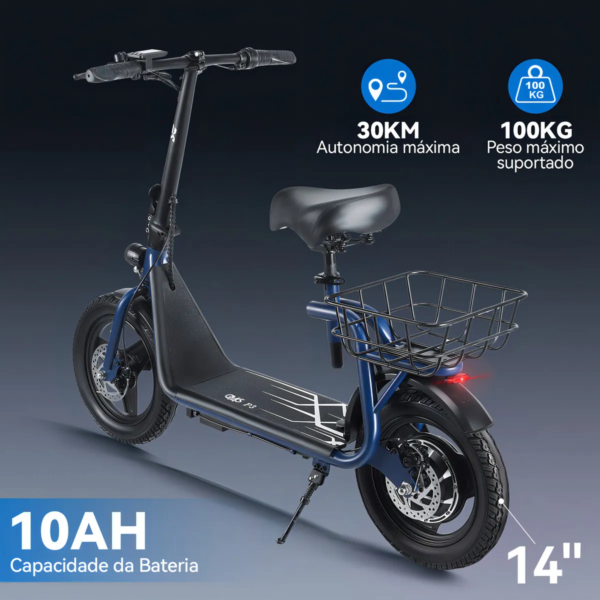 Detalhe técnico do Patinete elétrico Gm5 P3