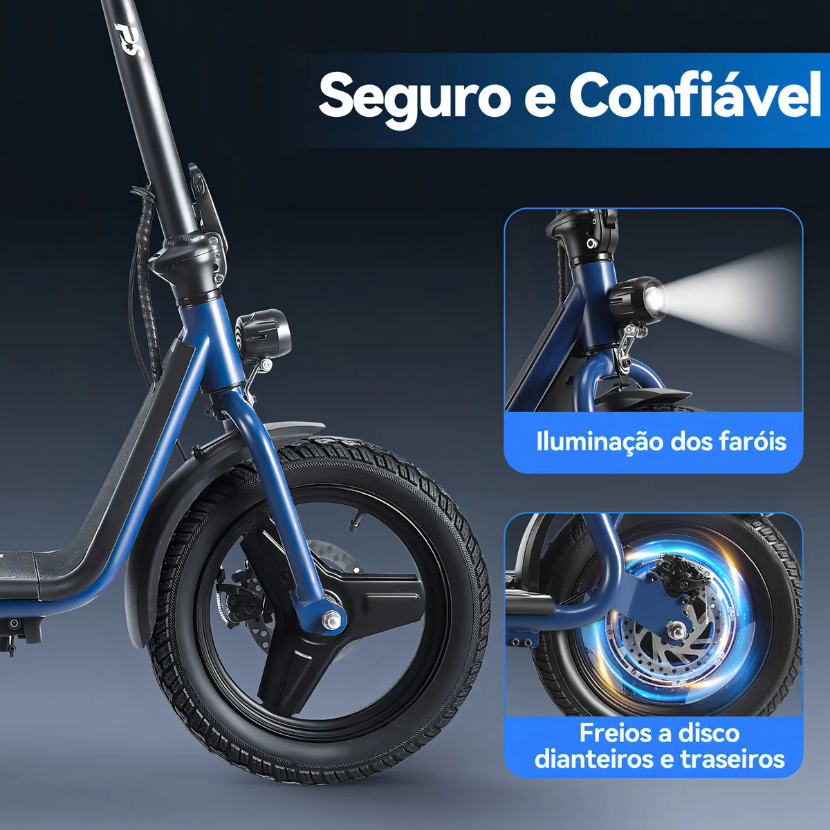 Detalhe técnico do Patinete elétrico Gm5 P3