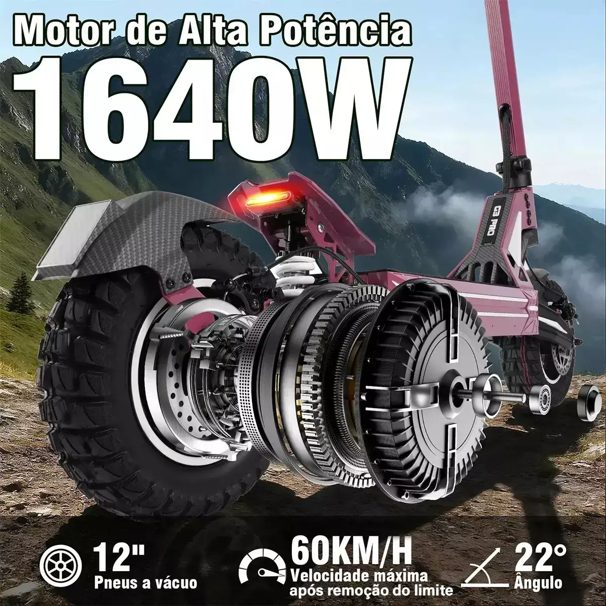 Detalhe técnico do Patinete elétrico Honeywhale G3 Pro