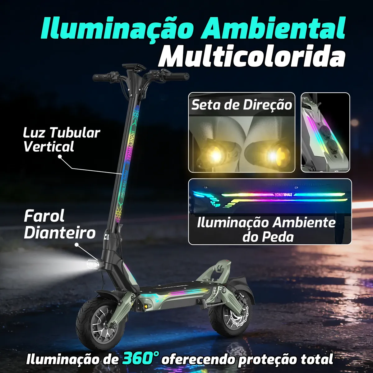 Detalhe técnico do Patinete elétrico Honeywhale Gt1 Mini