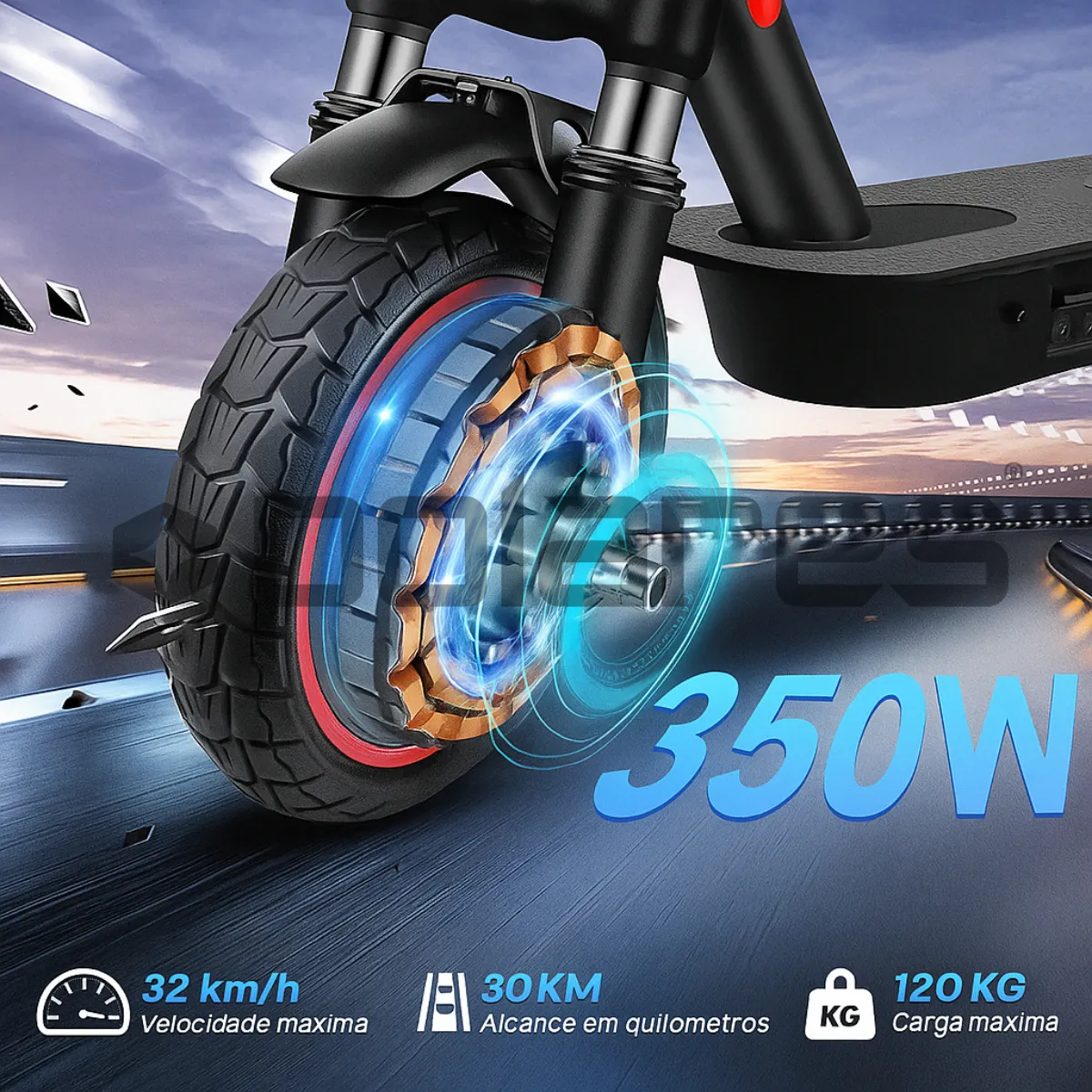 Detalhe técnico do Patinete elétrico Polares Z20 Pro