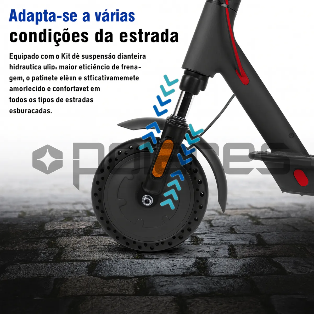 Detalhe técnico do Patinete elétrico Polares Z20 Pro