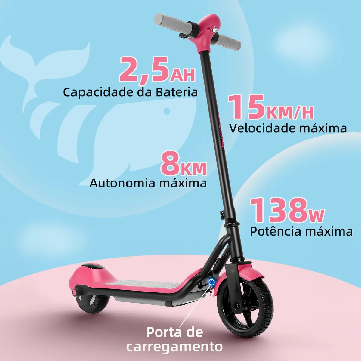 Detalhe técnico do Patinete elétrico Honeywhale E2