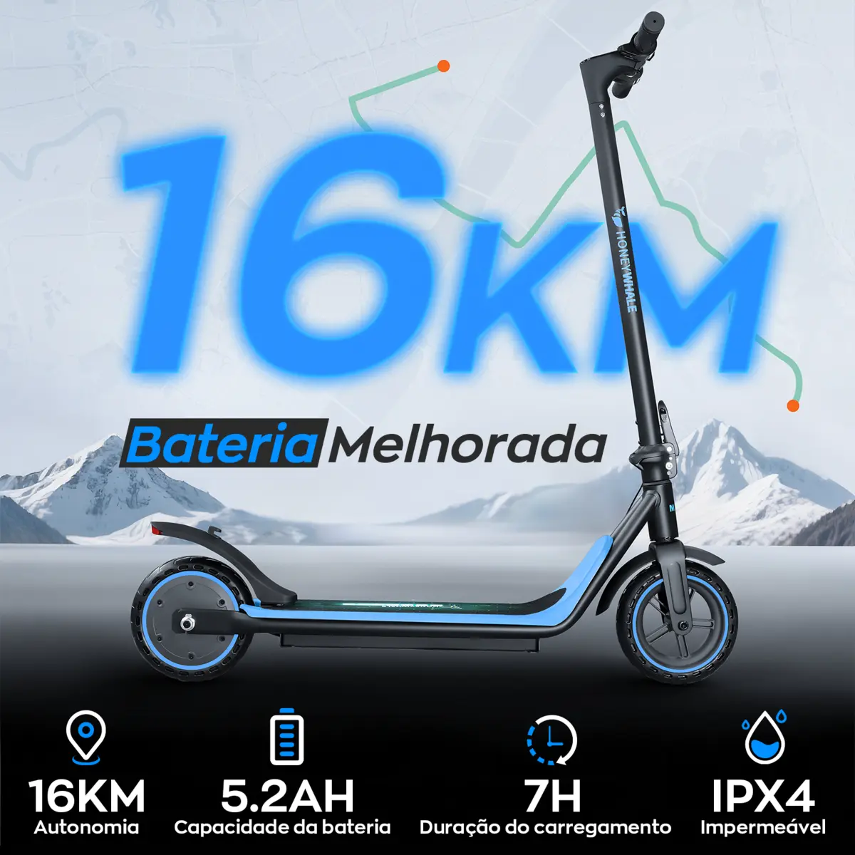Detalhe técnico do Patinete elétrico Honeywhale M1 Lite