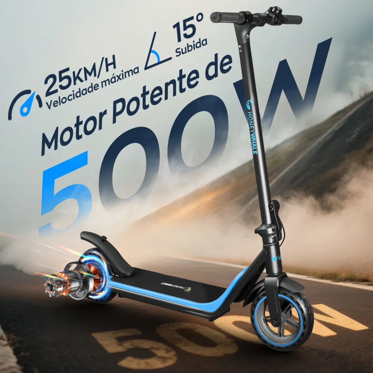 Detalhe técnico do Patinete elétrico Honeywhale M1 Lite