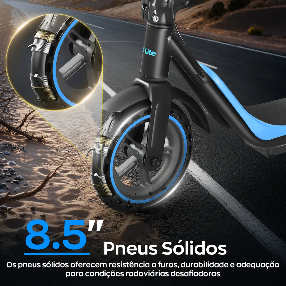 Detalhe técnico do Patinete elétrico Honeywhale M1 Lite
