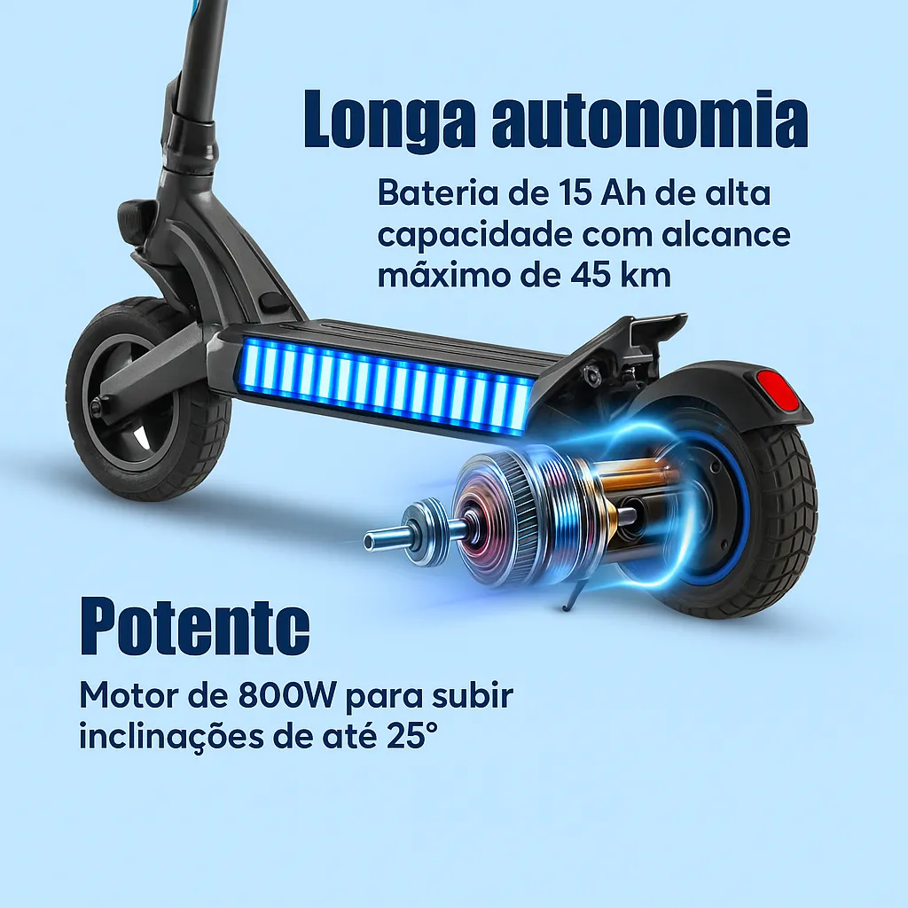 Detalhe técnico do Patinete elétrico Veego T2 Pro