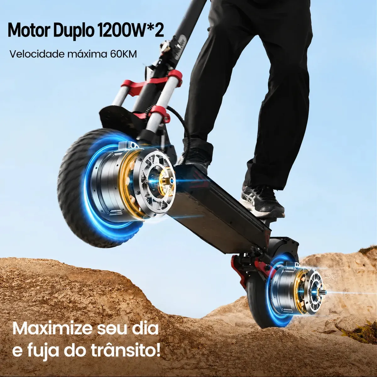 Patinete elétrico Lambo IX8 com autonomia de 70km e motor de 2400W