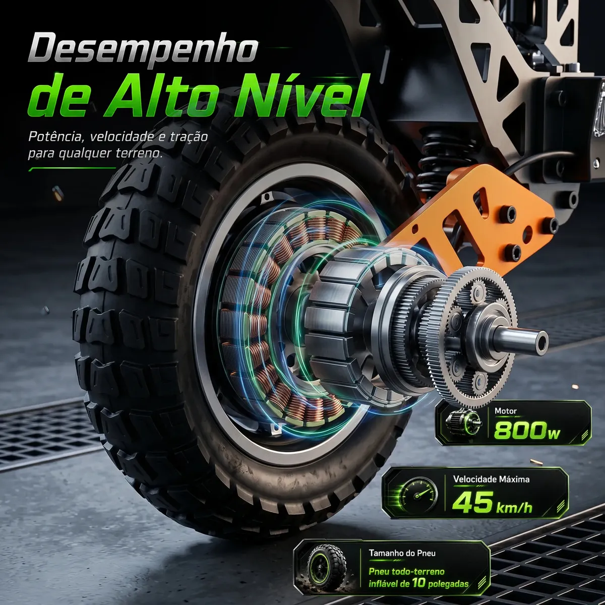 Detalhe técnico do Patinete elétrico Bolin M7 NFC