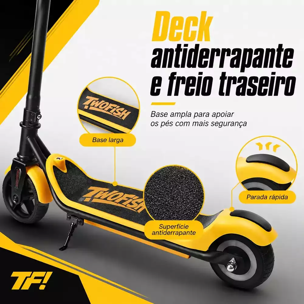 Detalhe técnico do Patinete elétrico TwoFish Q1