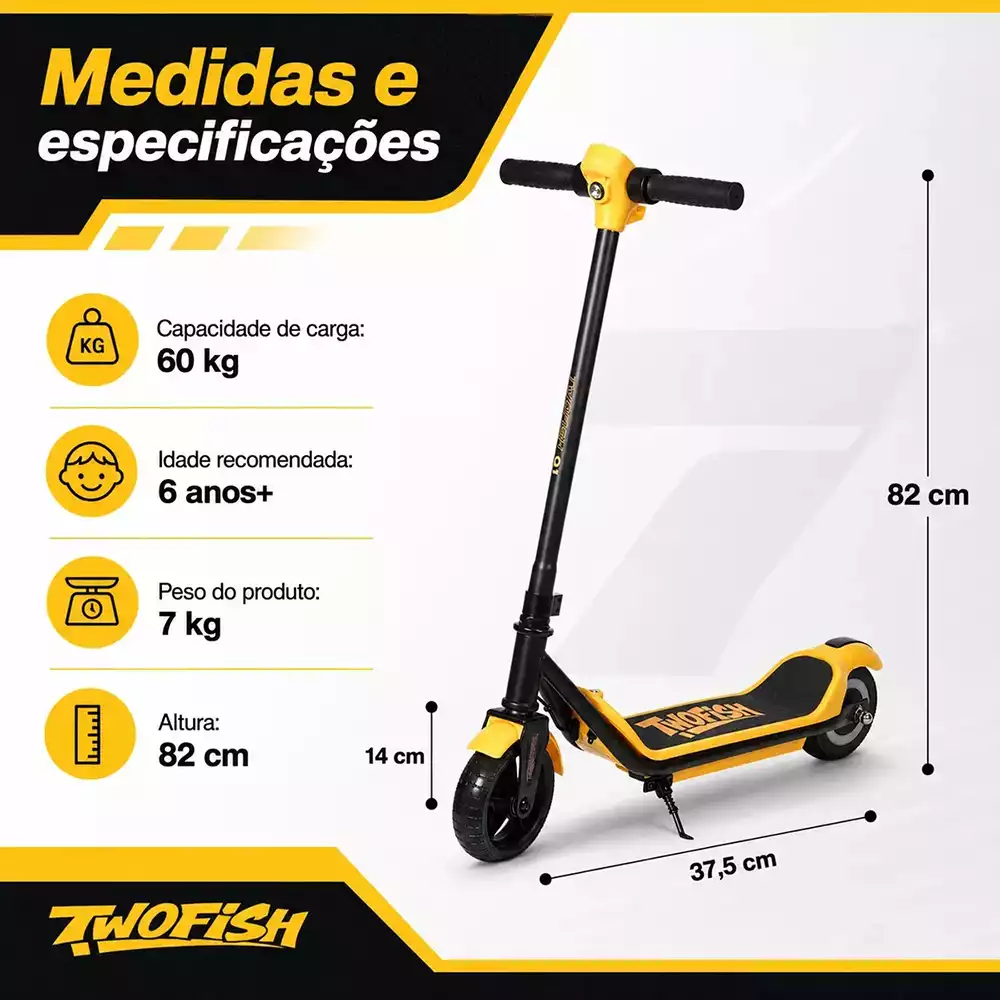 Detalhe técnico do Patinete elétrico TwoFish Q1